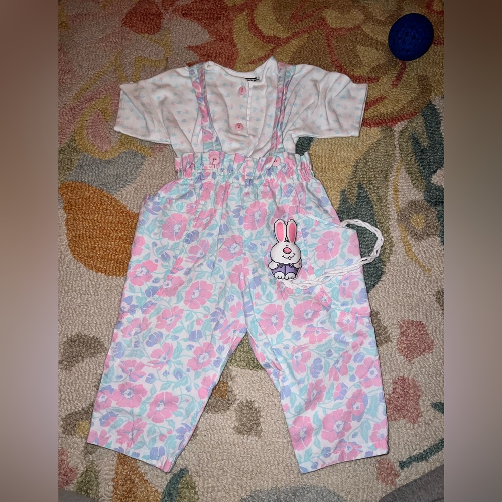 Vintage Cache Cache Overall and Shirt outift
